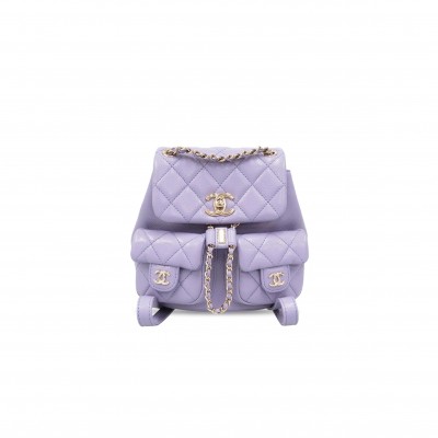 CHANEL MASTER PURPLE BACKPACK MATELASSE CAVIAR LEATHER AS3787 (17.5*16.5*10cm)